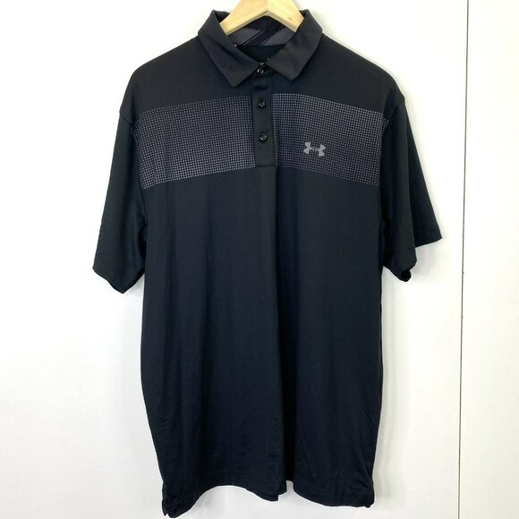 Under Armour Other - Under Armour Golf Polo Shirt Mens Size Large Heat Gear Loose Black Dot